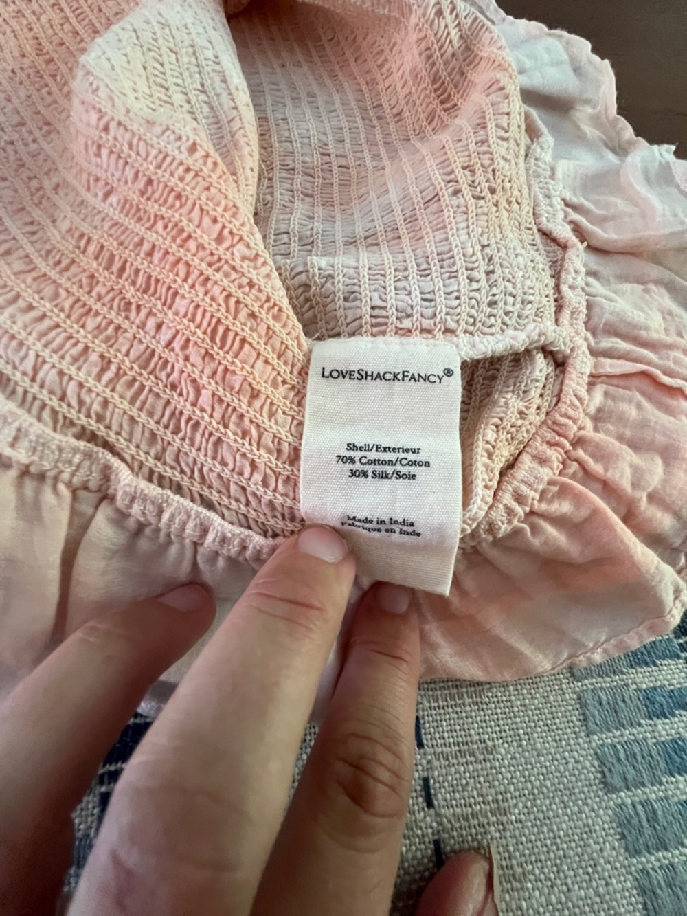 LoveShackFancy Light Pink Smocked Ruffle Top - Picture 5 of 8